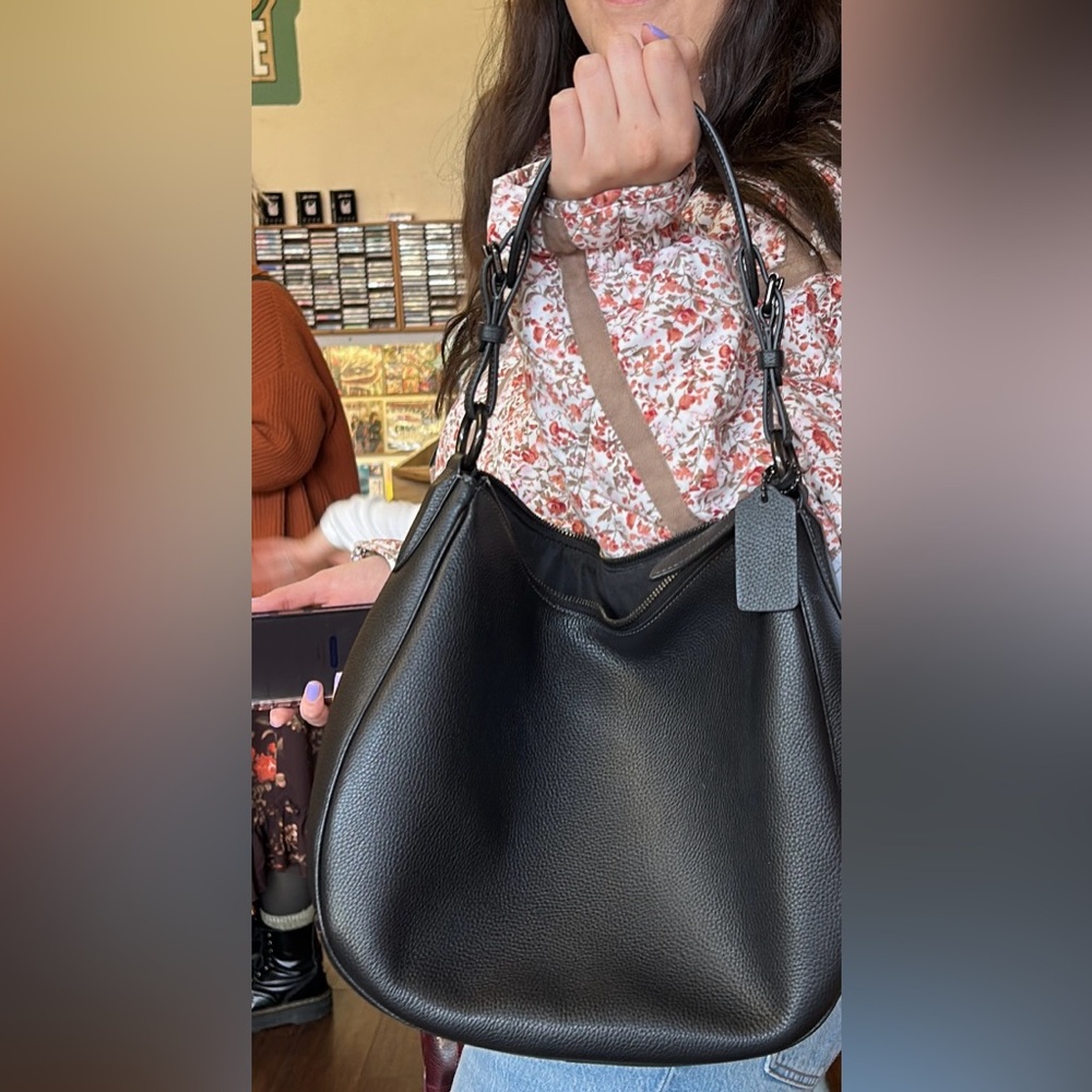 Coach Hobo Shoulder Bag Polished Pebble Leather Gunmetal